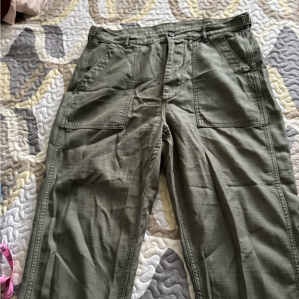 American eagle green straight leg pants size 14